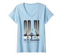 Femme American SR71 Blackbird Aviation Militaire Aviation Art T-Shirt avec Col en V
