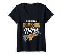 Femme American TSIMSHIAN NATIVE - Poing de flèches - Tribu indienne T-Shirt avec Col en V