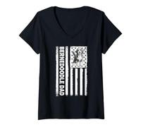 Femme American USA Flag 4th July Mens Dads Bernedoodle Dog Lover T-Shirt avec Col en V