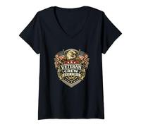 Femme American Veteran Crew Est 1776 Eagle Shield Patriotic USA T-Shirt avec Col en V