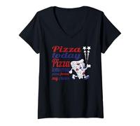 Femme Americana Pizza Lover Forever Mascotte Style New York Vintage T-Shirt avec Col en V