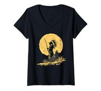 Femme Amérindien Moon Indian Chief Native American Pride T-Shirt avec Col en V