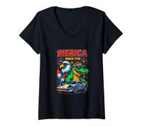 Femme Amérique Depuis 1776 Patriotic Eagle and Gator USA America T-Shirt avec Col en V