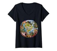 Femme Amérique du Sud, Brésil, Argentine, Pérou, Colombie, Chili T-Shirt avec Col en V