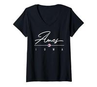 Femme Ames Iowa (IA) T-Shirt avec Col en V