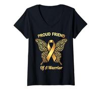 Femme Ami de Sensibilisation au Cancer chez l'enfant T-Shirt avec Col en V