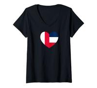 Femme Amitié Éternelle France et Pologne T-Shirt avec Col en V