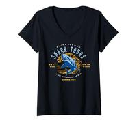 Femme Amity Island Shark Visite The Original Jaws, été 1975 T-Shirt avec Col en V