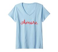 Femme AMORE X ITALIA - Mon amour italien Amo T-Shirt avec Col en V