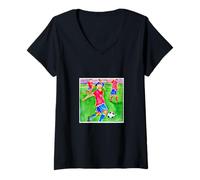 Femme Amour de Futbol T-Shirt avec Col en V