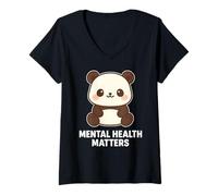 Femme Amour de soi avec cet adorable panda kawaii santé mentale T-Shirt avec Col en V