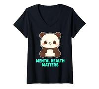 Femme Amour de soi avec cet adorable panda kawaii santé mentale T-Shirt avec Col en V