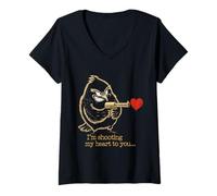 Femme Amour des Oiseaux Fous - Humour Romance Sarcastique T-Shirt avec Col en V
