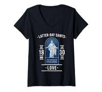 Femme Amour des Saints des Derniers Jours - Vie avec Le Christ T-Shirt avec Col en V