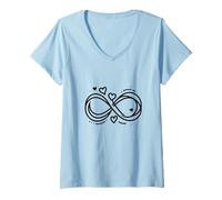 Femme Amour Infini Cœur Symbole Infini Couple Relation T-Shirt avec Col en V