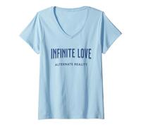 Femme Amour Infini Réalité Alternative Humour Cosmique Philosophie T-Shirt avec Col en V