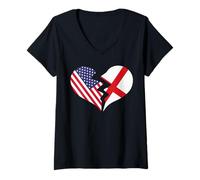 Femme Amour International « Broken Heart » aux États-Unis et en Angleterre T-Shirt avec Col en V