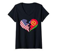 Femme Amour International « Broken Heart » aux États-Unis et en Érythrée T-Shirt avec Col en V