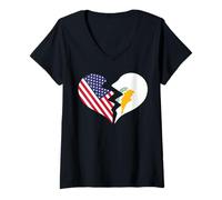 Femme Amour International du cœur brisé aux États-Unis et à Chypre T-Shirt avec Col en V