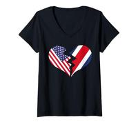 Femme Amour International du cœur brisé aux États-Unis et au Costa Rica T-Shirt avec Col en V