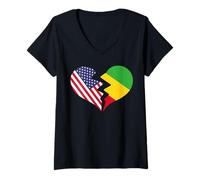 Femme Amour International du cœur brisé aux États-Unis et au Mali T-Shirt avec Col en V