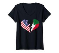 Femme Amour International du cœur brisé aux États-Unis et au Soudan T-Shirt avec Col en V