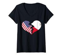Femme Amour International du cœur brisé aux États-Unis et Malte T-Shirt avec Col en V