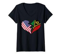 Femme Amour International du cœur brisé aux États-Unis et Vanuatu T-Shirt avec Col en V