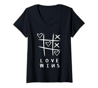 Femme Amour l'amour gagne T-Shirt avec Col en V
