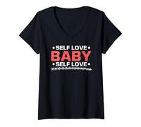 Femme Amour Propre Bébé Affirmation Force Joie Estime de Soi T-Shirt avec Col en V