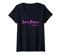Femme Amour Psaume Psaume Salut Écriture Bible Verse paisible T-Shirt avec Col en V