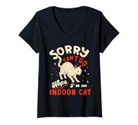 Femme Amoureux des Chats Désolé de ne Pas Pouvoir y Aller Je suis T-Shirt avec Col en V
