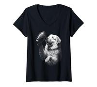 Femme Amoureux des Chiens de Sport de Football américain des Pyrénées T-Shirt avec Col en V