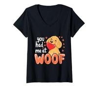 Femme Amoureux des Chiens, tu m'as EU chez Woof T-Shirt avec Col en V