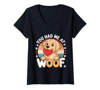 Femme Amoureux des Chiens, tu m'as EU chez Woof T-Shirt avec Col en V