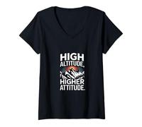 Femme Amoureux des Montagnes à Haute Altitude T-Shirt avec Col en V