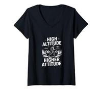 Femme Amoureux des Montagnes à Haute Altitude T-Shirt avec Col en V