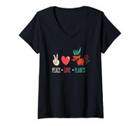 Femme Amoureux des Plantes Paix Amour Plantes succulentes Fleur T-Shirt avec Col en V