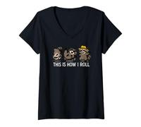 Femme Amoureux des ratons laveurs, c'est comme ça que je fais rouler les garçons et les filles T-Shirt avec Col en V