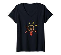 Femme Ampoule Vintage Lampe rétro idée électricien Design T-Shirt avec Col en V