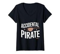 Femme Amputee Accident Pirate T-Shirt avec Col en V