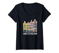 Femme Amsterdam - Pays-Bas/Hollande - Amsterdam T-Shirt avec Col en V