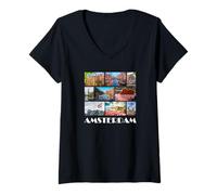Femme Amsterdam - Pays-Bas/Hollande - Amsterdam T-Shirt avec Col en V