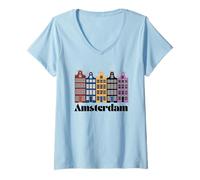 Femme Amsterdam - Pays-Bas/Hollande - Amsterdam T-Shirt avec Col en V