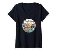 Femme Amsterdam - Pays-Bas/Hollande - Amsterdam T-Shirt avec Col en V