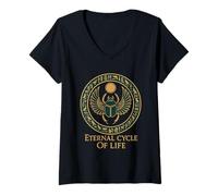 Femme Amulette mystique de l'Égypte pour amoureux des insectes T-Shirt avec Col en V