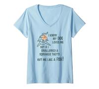 Femme Amusant Amoureux des Chiens, Je Sais Que Mon Chien m'aime, couineur T-Shirt avec Col en V