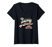 Femme Amusant Humoristique « I Get Excited About Racing My diecast » T-Shirt avec Col en V