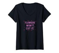 Femme Amusant pour la Saint-Valentin | Les Fleurs ne Le coupent Pas | Anti-Saint-Valentin T-Shirt avec Col en V