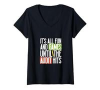 Femme Amusement et Jeux - Audit Choc T-Shirt avec Col en V